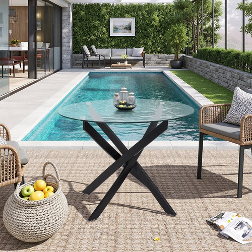 100cm glass dining - glass,